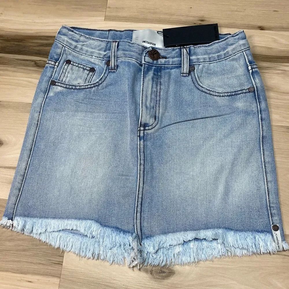 💛 KIDS ANTIQUE 2020 MINI STRETCH HIGH WAIST DENIM SKIRT 12-14